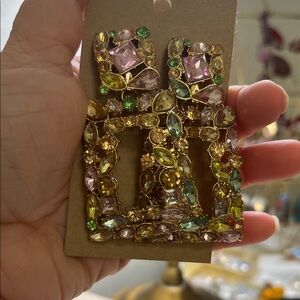 Gold-tone Multicolor Crystal Statement Earrings - Women Jewelry